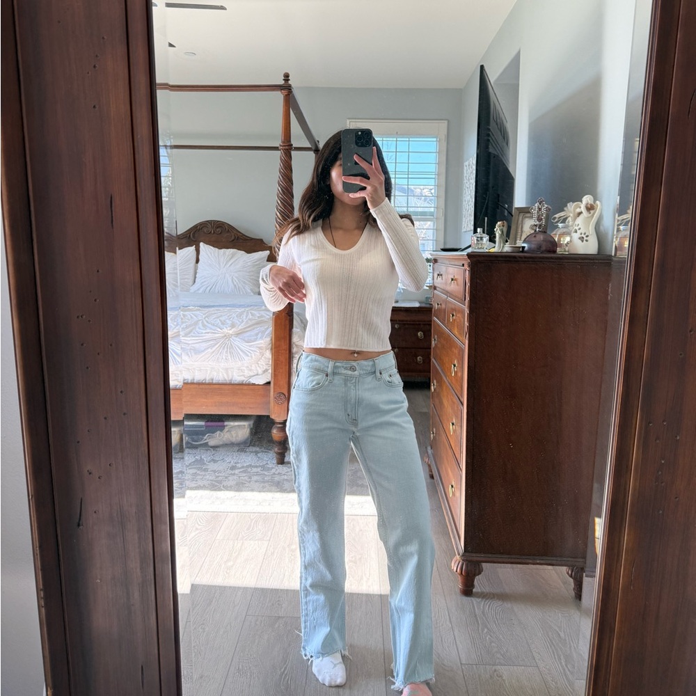 Abercrombie & Fitch Women's Light Blue "The Baggy - Low Rise"